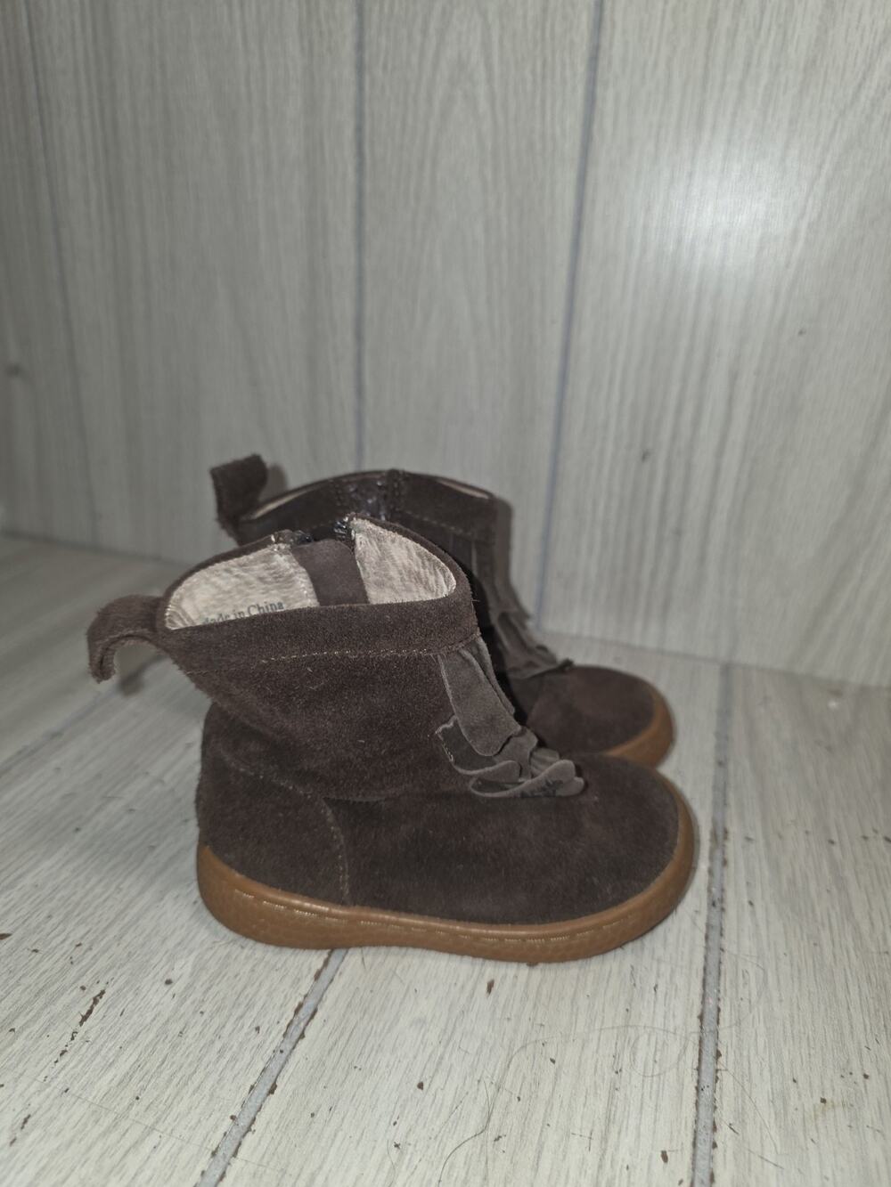 Livie & Luca Pepper Mocha Classic Boots Suede Leather Fringe Booties Size 5